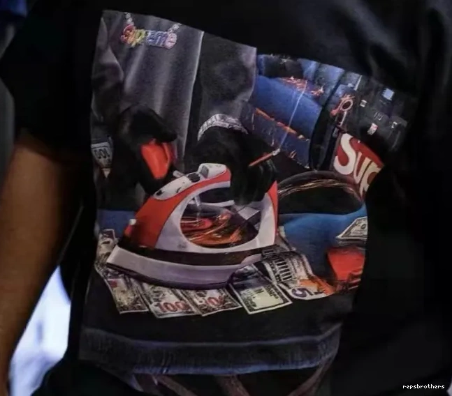 USD Large T-shirt BLING and Black Iron Short L Necklace 22SS XL Tee S M Banknote White Sleeve Gas 0506